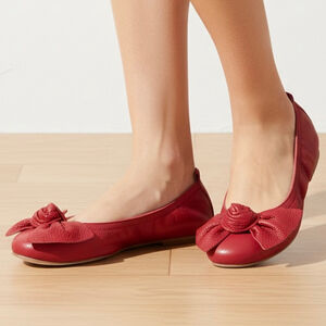 FERCA 81 Italian Leather Red Bow Ballet Flats Shoes Size 38 New